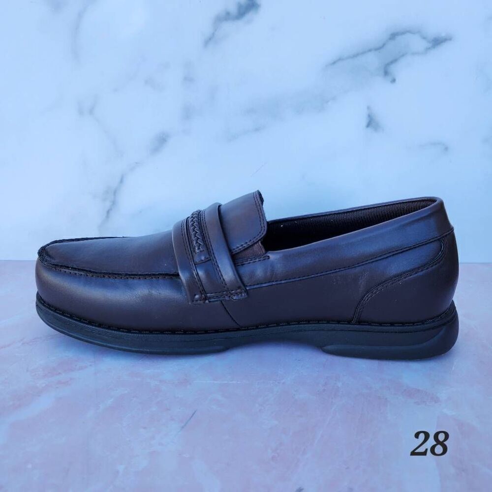 Dr.Scholls men's size 12 gel cushion slip on woven braid shoes 42V 6B brown